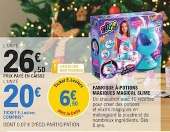 E.Leclerc FABRIQUE À POTIONS MAGIQUES MAGICAL SLIME offre