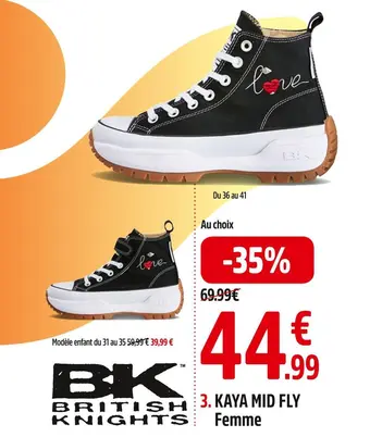 Intersport British knights chaussures en toile kaya mid fly femme offre
