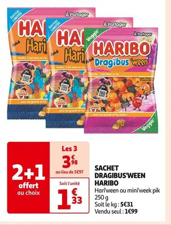 Auchan Supermarché Haribo sachet dragibus'ween offre