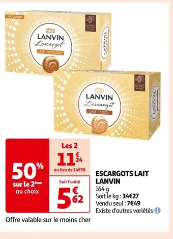 Auchan Supermarché Lanvin escargots lait offre