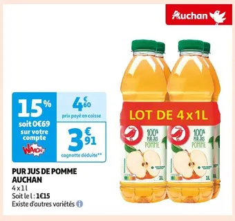 Auchan Supermarché Auchan pur jus de pomme offre