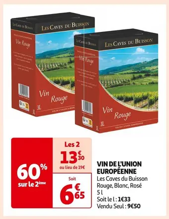 Auchan Supermarché Vin de l'union européenne offre