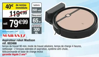 Cora x Carrefour Marantz aspirateur robot madison réf. 002466 offre
