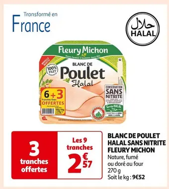 Auchan Supermarché Fleury michon blanc de poulet halal sans nitrite offre