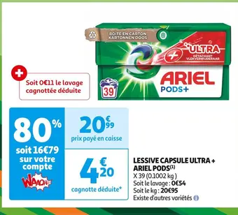 Auchan Supermarché Ariel lessive capsule ultra + pods(1) offre