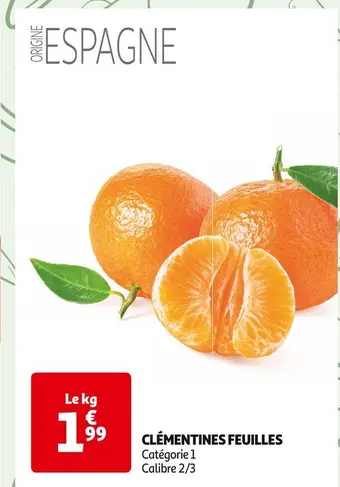 Auchan Supermarché Clémentines feuilles offre
