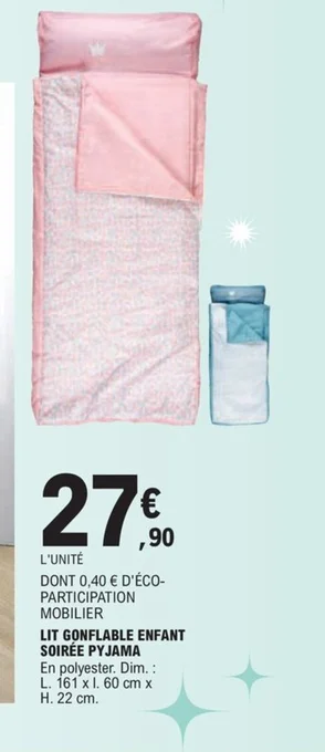 E.Leclerc LIT GONFLABLE ENFANT SOIRÉE PYJAMA offre