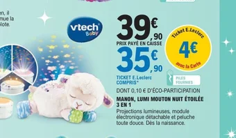 E.Leclerc MANON, LUMI MOUTON NUIT ÉTOILÉE 3 EN 1 offre