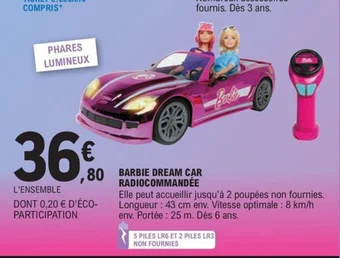 E.Leclerc BARBIE DREAM CAR RADIOCOMMANDÉE offre