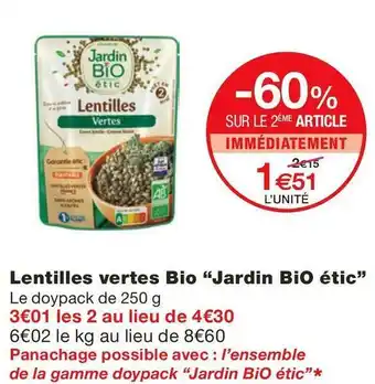 Monoprix Lentilles vertes Bio offre