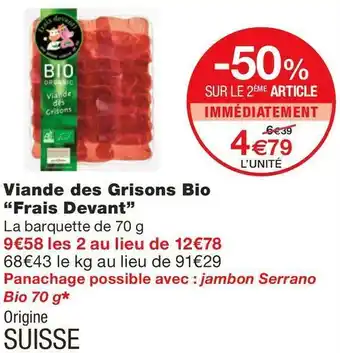 Monoprix Viande des Grisons Bio offre