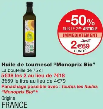 Monoprix Huile de tournesol offre