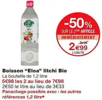 Monoprix Boisson “Eloa” litchi Bio offre