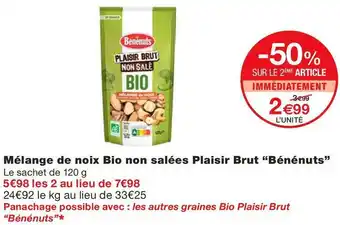 Monoprix Mélange de noix Bio non salées Plaisir Brut offre