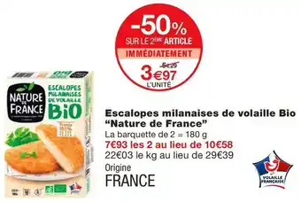 Monoprix Escalopes milanaises de volaille Bio offre