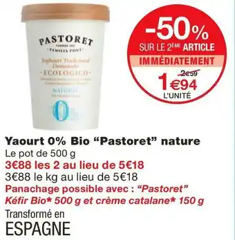 Monoprix Yaourt 0% Bio nature offre