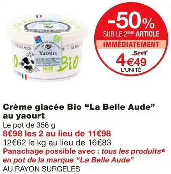 Monoprix Crème glacée Bio au yaourt offre