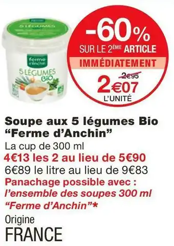 Monoprix Soupe aux 5 légumes Bio offre