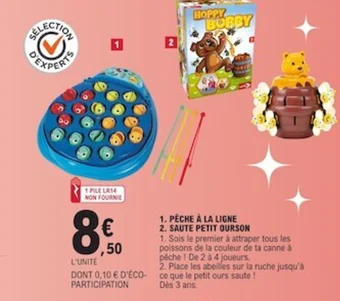 E.Leclerc 1. PÈCHE À LA LIGNE 2. SAUTE PETIT OURSON offre