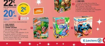 1. DINO CRUNCH 2. HIPPO RIGOLO 3. CROQUE JOUJOUX