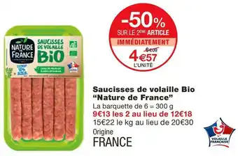 Monoprix Saucisses de volaille Bio “Nature de France” offre