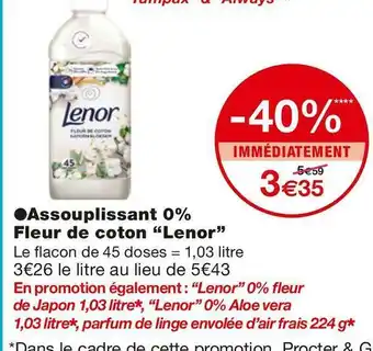 Monoprix Assouplissant 0% Fleur de coton offre