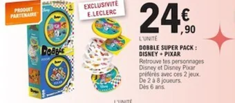 E.Leclerc DOBBLE SUPER PACK : DISNEY + PIXAR offre