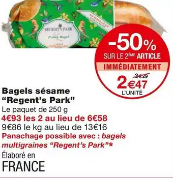 Monoprix Bagels sésame offre