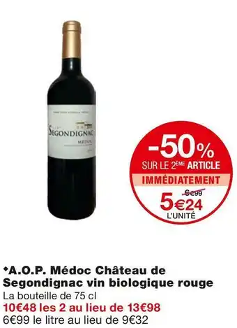 Monoprix A.O.P. Médoc vin biologique rouge offre