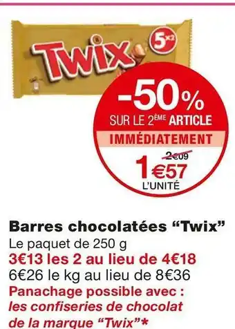 Monoprix Barres chocolatées offre