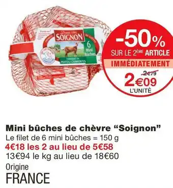 Monoprix Mini bûches de chèvre offre