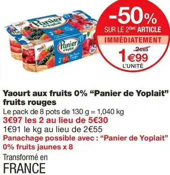 Monoprix Yaourt aux fruits 0% offre