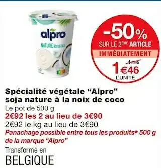 Monoprix Spécialité végétale soja nature à la noix de coco offre