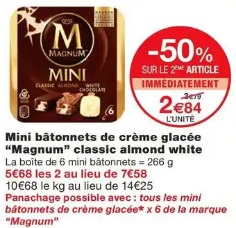 Monoprix Mini bâtonnets de crème glacée “Magnum” classic almond white offre