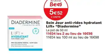 Monoprix Soin Jour anti-rides hydratant Lift+ “Diadermine” offre