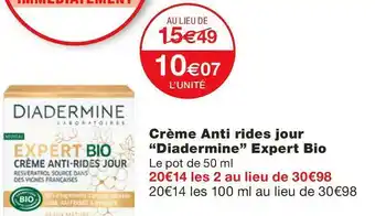 Monoprix Crème Anti rides jour Expert Bio offre