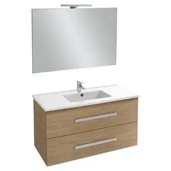 Brico Cash Meuble salle de bain simple vasque 100 cm jacob delafon ola up avec miroir et spot chêne colorado offre