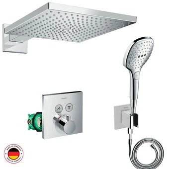 Bricomarché Lot robinet douche encastré thermostatique hansgrohe showerselect + douche de tête raindance e 300 fixation murale offre