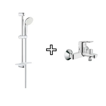 Bricomarché Grohe mitigeur baignoire bauloop et douchette + barre de douche + porte savon tempesta offre