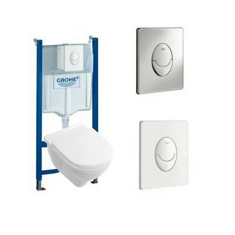 Bricomarché Villeroy & boch pack wc suspendu compact avec bride o.novo + abattant + plaque blanche + bâti grohe offre