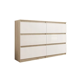Bricomarché Trogir - commode de chambre 6 tiroirs - dimensions: 120x30x76 - meuble de rangement style scandinave - sonoma/blanc/blanc glo offre