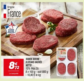 Netto VIANDE BOVINE: 8 STEAKS HACHÉS offre