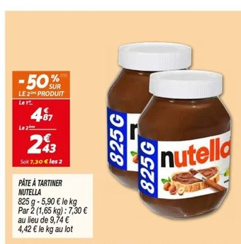 Netto PÂTE À TARTINER NUTELLA offre