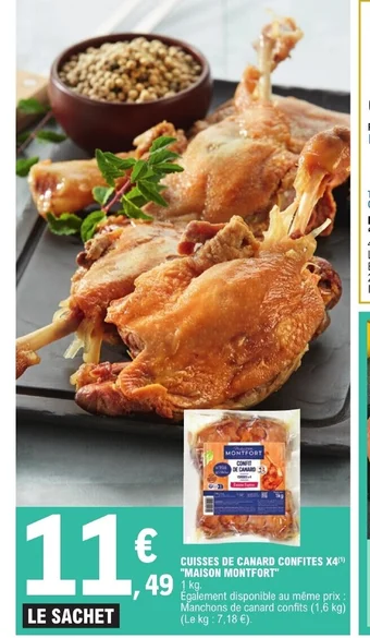 E.Leclerc CUISSES DE CANARD CONFITES X4 MAISON MONTFORT offre