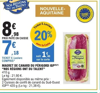 E.Leclerc MAGRET DE CANARD DU PÉRIGORD IGP offre
