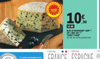 E.Leclerc BLEU D'AUVERGNE AOP 28% MAT.GR. offre