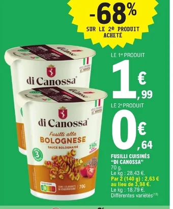 E.Leclerc FUSILLI CUISINÉS DI CANOSSA offre