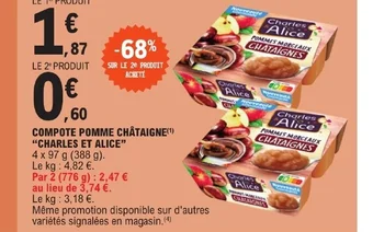 E.Leclerc COMPOTE POMME CHÂTAIGNE offre