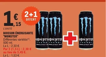 E.Leclerc BOISSON ÉNERGISANTE MONSTER offre