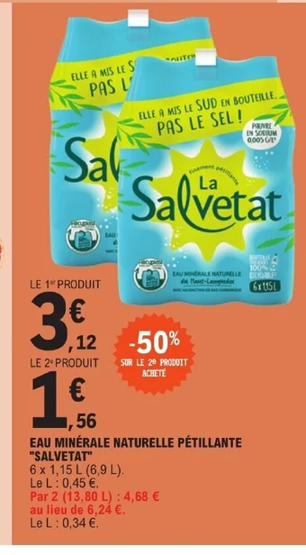 E.Leclerc EAU MINÉRALE NATURELLE PÉTILLANTE "SALVETAT" offre